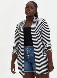 Open Front Cardigan - Super Soft Stripe Black & White
