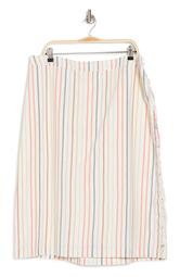 Flecked Rainbow Stripe Button Slit Midi Skirt