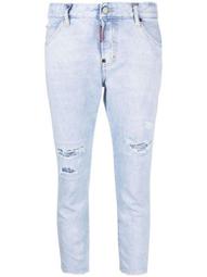 cropped distressed-effect skinny jeans