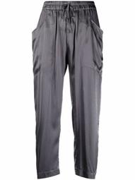 silk-blend draped tapered trousers