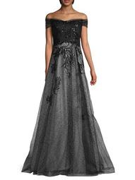 Sequin Embellished A-Line Gown