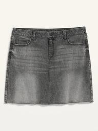 High-Waisted Secret-Slim Pockets Plus-Size Cut-Off Jean Skirt