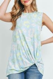 Multicolor-Leopard-Sleeveless-Knot-Top