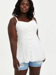 Fit & Flare Cami - Textured Stretch Rayon White