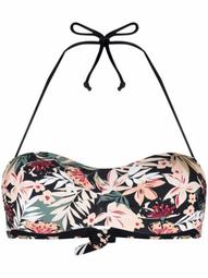 tropical-print halterneck bikini top