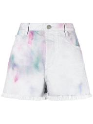 painterly-print denim shorts