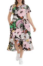 Floral Side Flounce Maxi Dress