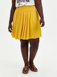 Yellow Woven Smock Waist Skater Skirt