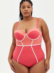 Pink Color Block Wired One Piece