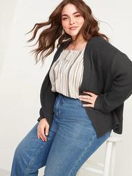 Textured Plus-Size Open-Front Cardigan Sweater
