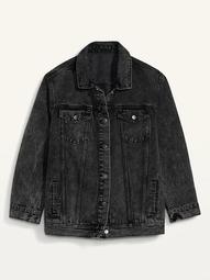 Boyfriend Plus-Size Black Jean Jacket