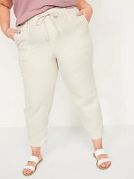 High-Waisted Textured-Twill Plus-Size Utility Ankle Pants