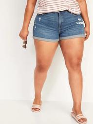 High-Waisted Secret-Slim Pockets O.G. Straight Plus-Size Ripped Jean Shorts -- 3-inch inseam
