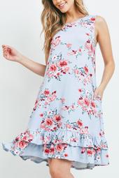 Sleeveless-Ruffle-Hem-Floral-Print-Pocket-Dress