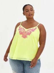 Sophie Cami- Chiffon Embroidered Lime Green