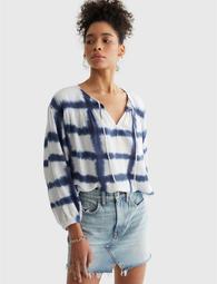L/S Pleated Peasant Blouse