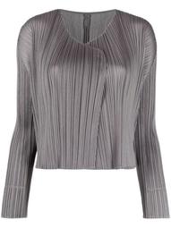 pleated open-front jacket