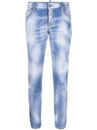 distressed mid-rise skinny jeans