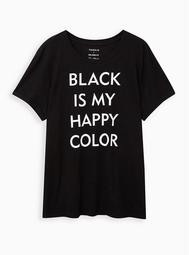 Relaxed Fit Crew Tee - Happy Color Roll Sleeve Black
