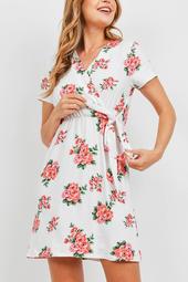 Floral-Print-Tie-Wrap-Midi-Dress