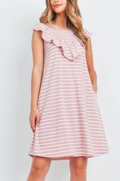 V-Shape-Ruffle-Detail-Stripes-Sleeveless-Dress