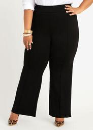 Pull On Ponte Wide Leg Trousers