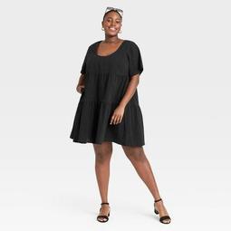 Women's Flutter Short Sleeve Tiered Dress - A New Day™
