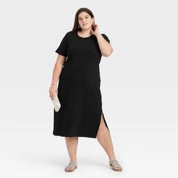 Women's Short Sleeve Rib Knit T-Shirt Dress - A New Day™