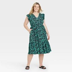 Women's Plus Size Flutter Sleeve Tiered Dress - Ava & Viv™