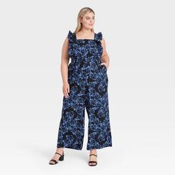 Women's Printed Ruffle Sleeveless Jumpsuit - Who What Wear™ Blue