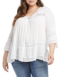 Embroidered Lace Inset Top