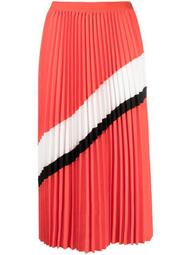 stripe-detail pleated midi skirt