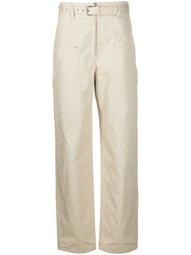 cotton-blend wide leg trousers