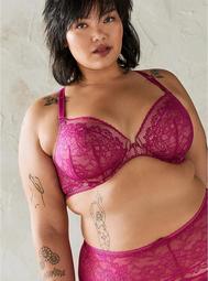 Fuchsia Lace Lightly Lined Front Closure T-Shirt Bra