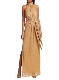 Ruched Metallic Gown