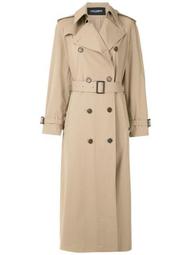 double-breasted long trench coat