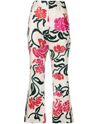 floral-print silk trousers