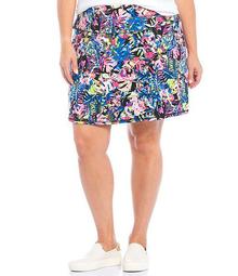 Plus Size Cellie Love the Fit Colorful Tropical Print Skort