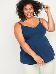 Tiered Chambray Plus-Size Cami Top