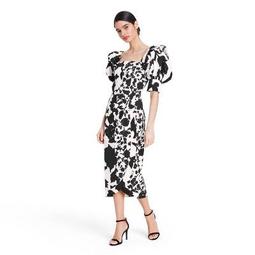 Floral Puff Sleeve Faux Wrap Dress - Christopher John Rogers for Target Black/White