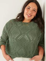 Pointelle Plus-Size Boatneck Sweater