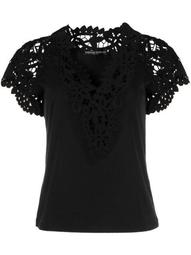 lace embroidery slim-fit T-shirt