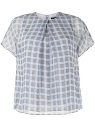 check-print short-sleeve blouse