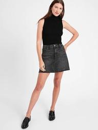 Denim Mini Skirt with Raw Hem
