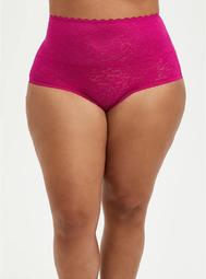 High Waist Brief Panty - 4-Way Stretch Lace Pink