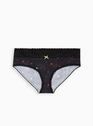 Wide Lace Hipster Panty - Cotton Intergalactic Black