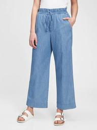 High Rise Chambray Wide-Leg Pants With Washwell™ 