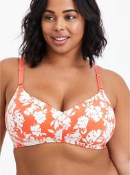 Lightly Lined Wire-Free Bra - Microfiber Floral Coral with 360° Back Smoothing™