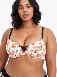 XO Push-Up Plunge Bra - Floral Lips with 360° Back Smoothing™