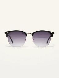 Black/Gold Round-Frame Sunglasses for Women